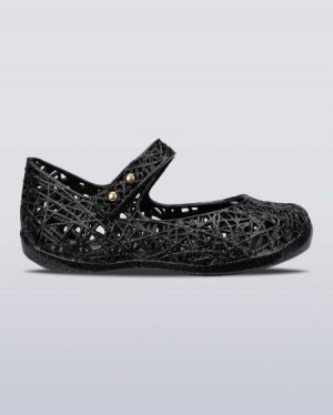 Mini Melissa Campana Zig Zag Flats Bebek Black/Silver Glitter Türkiye | 03718GZNM