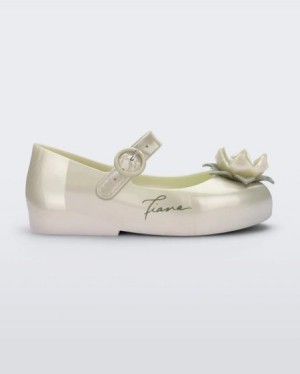 Mini Melissa Sweet Love Princess Flats Bebek Metallic White/Green Türkiye | 20487RGED