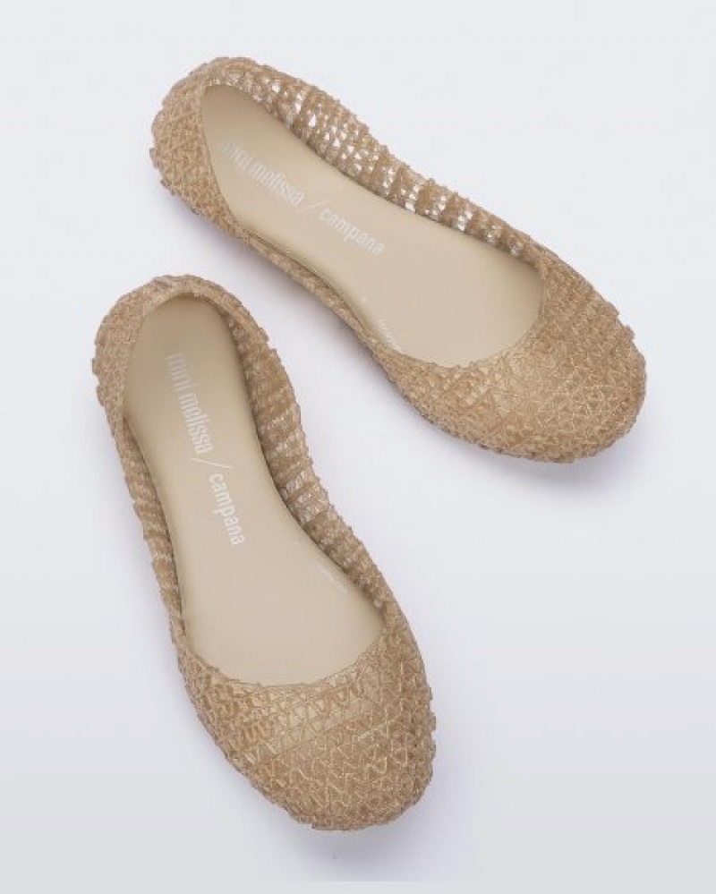 Mini Melissa Campana Flats Çocuk Beige/Glitter Mix Türkiye | 08914QELM