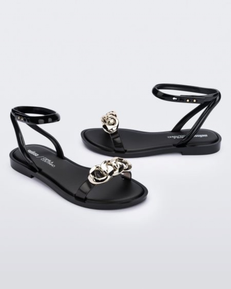 Melissa Dare Sandalet Kadın Black/Gold Türkiye | 43712ESXA