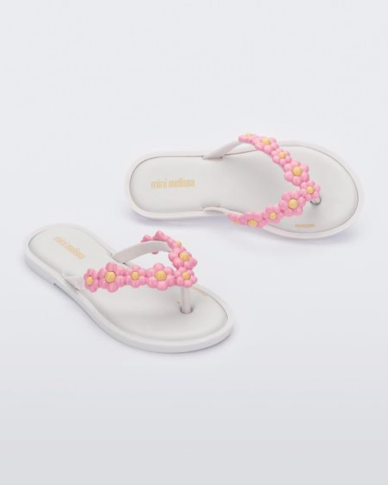 Mini Melissa Flip Flop Spring Flip Flops Çocuk White/Pink Türkiye | 37025WBMP