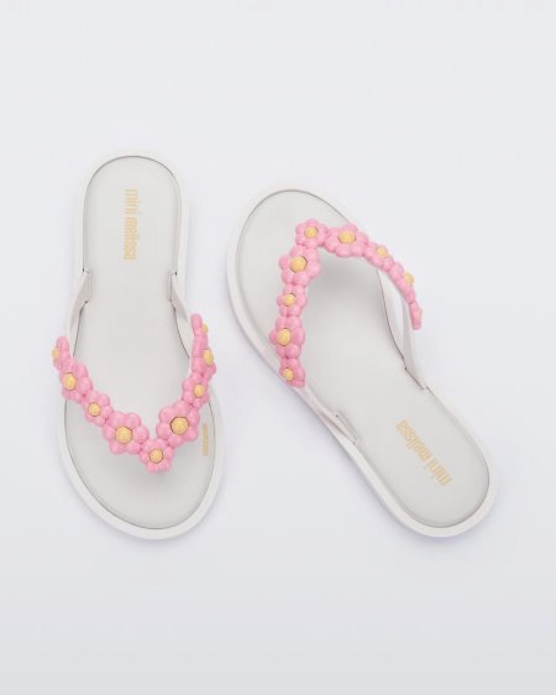 Mini Melissa Flip Flop Spring Flip Flops Çocuk White/Pink Türkiye | 37025WBMP