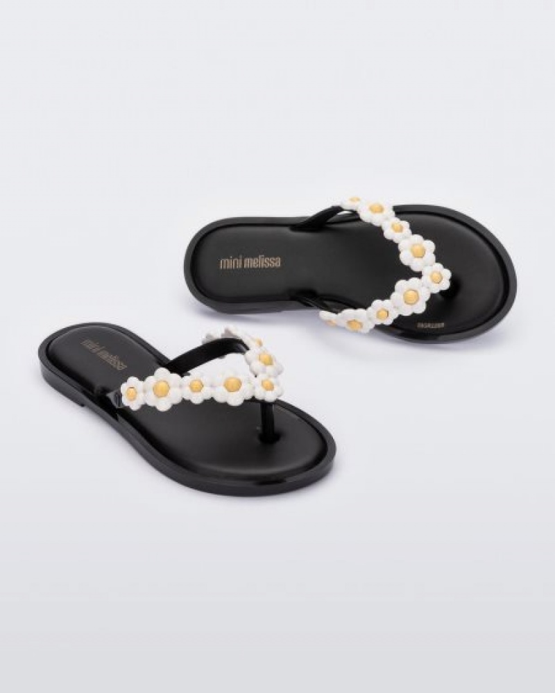 Mini Melissa Flip Flop Spring Flip Flops Çocuk Black/White Türkiye | 49783ZDVP