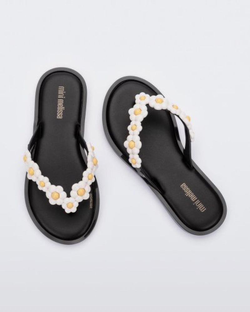 Mini Melissa Flip Flop Spring Flip Flops Çocuk Black/White Türkiye | 49783ZDVP