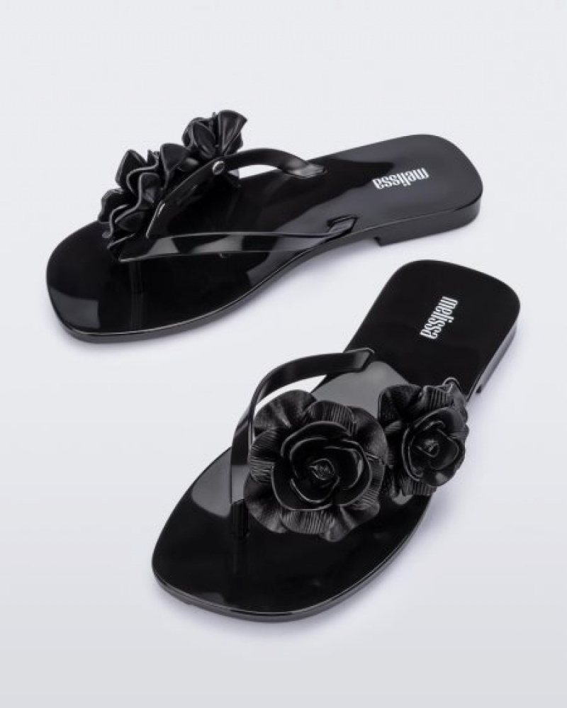 Melissa Harmomic Squared Garden Flip Flops Kadın Siyah Türkiye | 50268PZNW