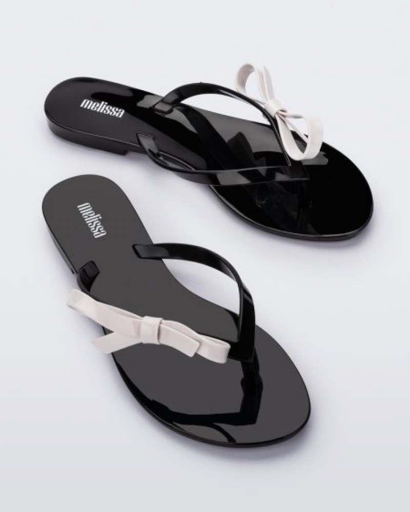 Melissa Harmonic Sweet Flip Flops Kadın Black/White Türkiye | 97486UCNG