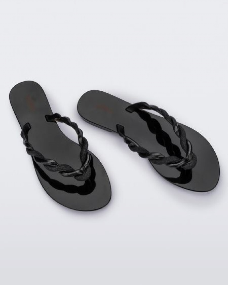 Melissa Louise Flip Flop Flip Flops Kadın Black/Gold Türkiye | 96341CKEG