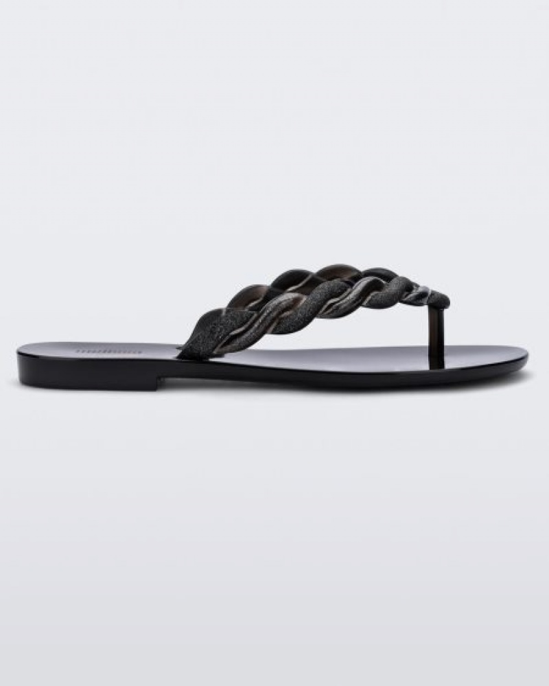 Melissa Louise Flip Flop Flip Flops Kadın Black/Gold Türkiye | 96341CKEG