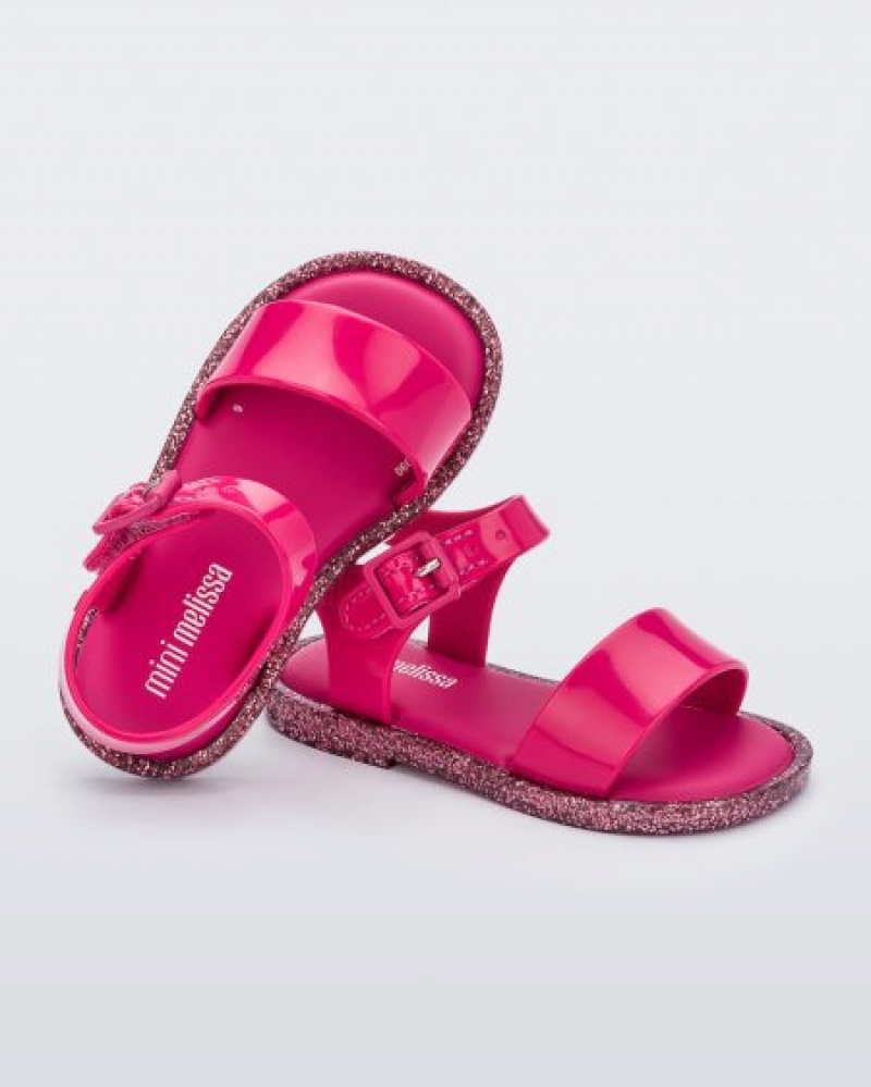 Mini Melissa Mar Sandal Sandalet Bebek Pink/Pink Glitter Türkiye | 57931MFIG