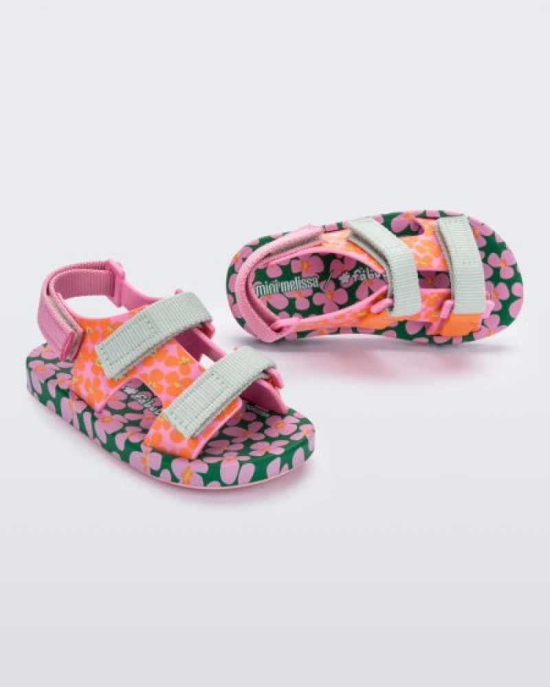 Mini Melissa Ping Pong Sandalet Bebek Pink/Green Türkiye | 49765CTRU