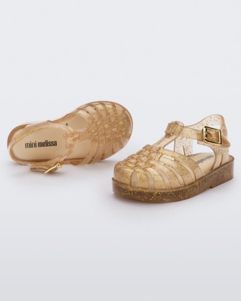 Mini Melissa Possession Sandalet Bebek Beige/Glitter/Gold Türkiye | 64321UNSJ