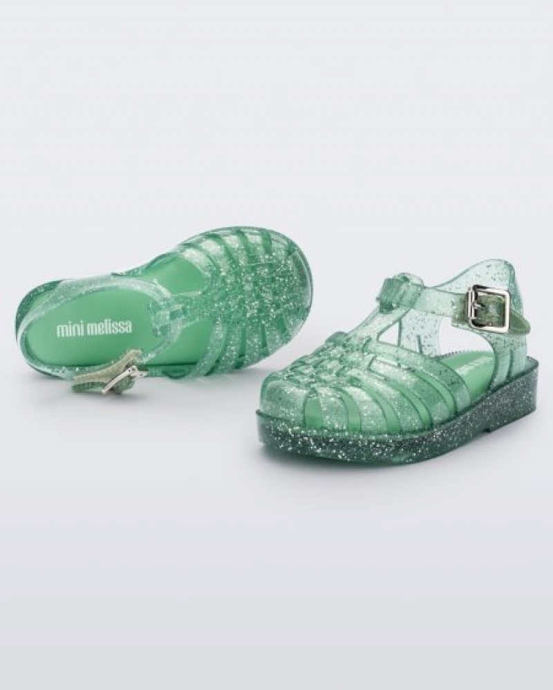 Mini Melissa Possession Sandalet Bebek Green/Glitter/Silver Türkiye | 50326JMPU