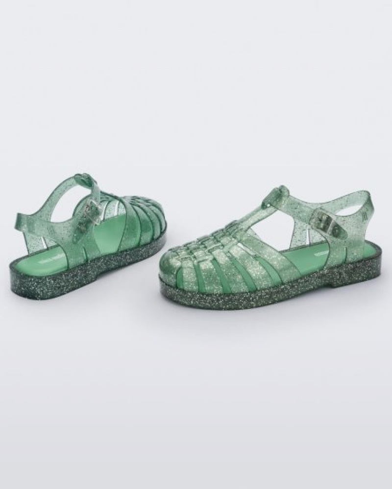 Mini Melissa Possession Sandalet Çocuk Green/Glitter/Silver Türkiye | 63107EZTF