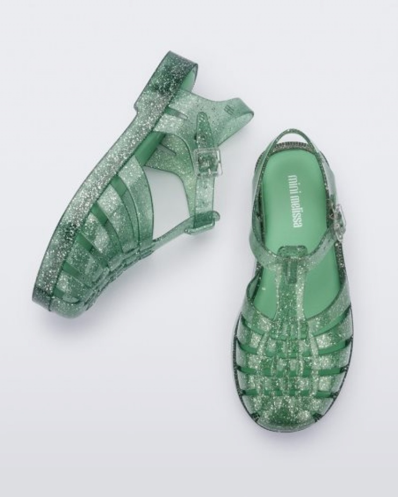 Mini Melissa Possession Sandalet Çocuk Green/Glitter/Silver Türkiye | 63107EZTF