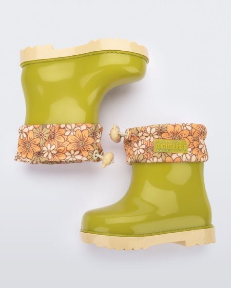 Mini Melissa Rain Boot Bot Bebek Green/Yellow Türkiye | 41870BDJX