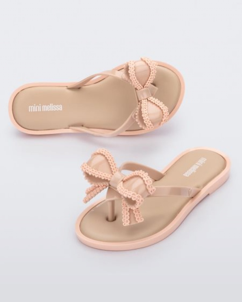 Mini Melissa Slim Flip Flops Çocuk Bej Rengi Türkiye | 56837KMOS