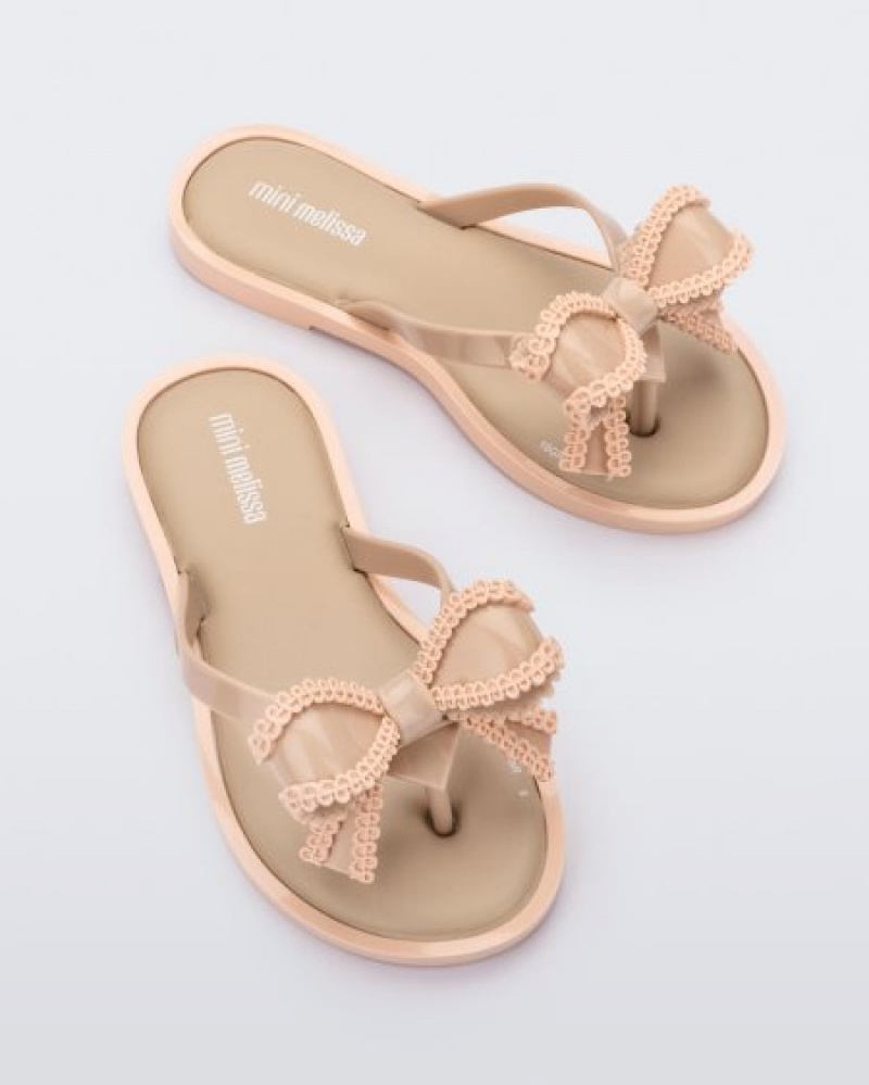 Mini Melissa Slim Flip Flops Çocuk Bej Rengi Türkiye | 56837KMOS