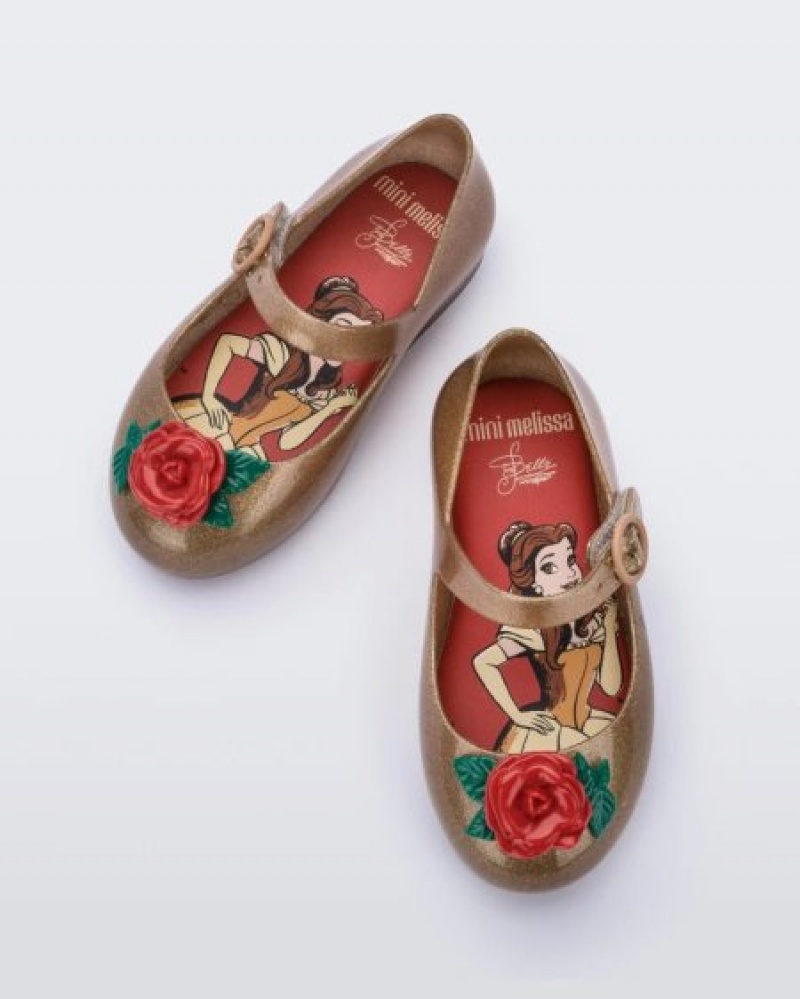 Mini Melissa Sweet Love Princess Flats Bebek Gold/Red Türkiye | 60947RPTN