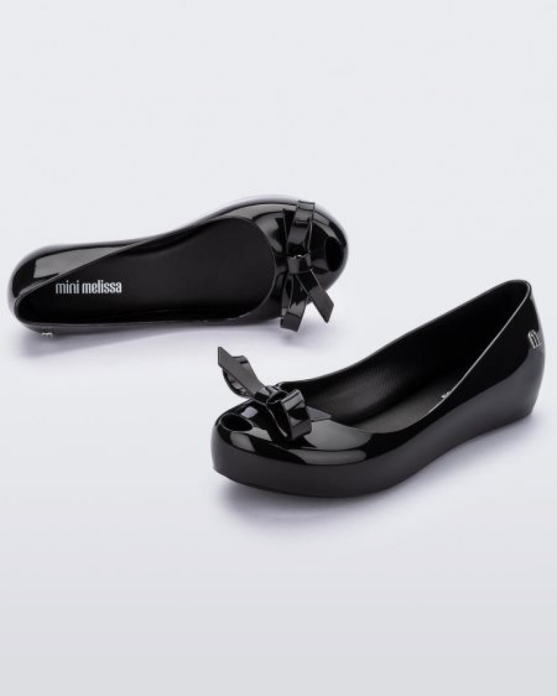 Mini Melissa Ultragirl Bow Flats Çocuk Siyah Türkiye | 29681TSDJ