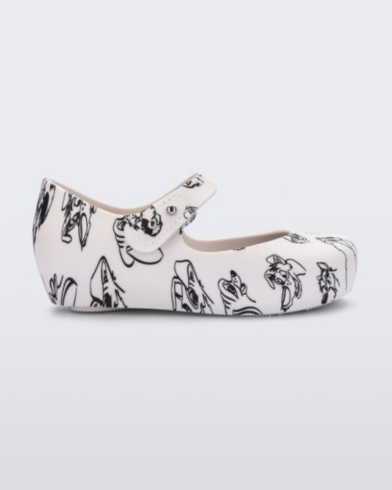 Mini Melissa Ultragirl Cats & Dogs Flats Bebek White/Grey Türkiye | 13670EGIQ