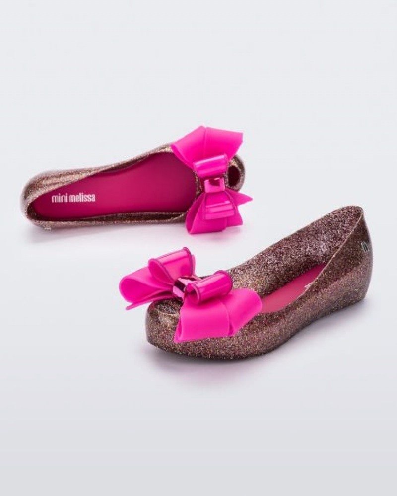 Mini Melissa Ultragirl Sweet Flats Çocuk Clear Glitter/Pink Türkiye | 10768ZQPV