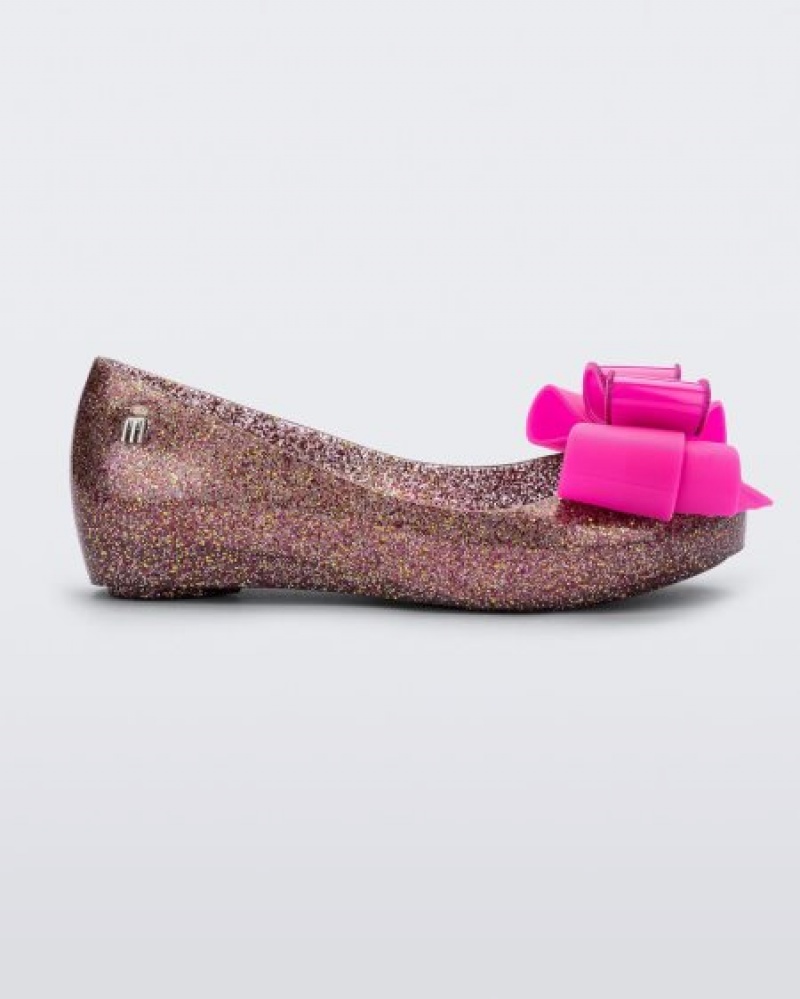 Mini Melissa Ultragirl Sweet Flats Çocuk Clear Glitter/Pink Türkiye | 10768ZQPV